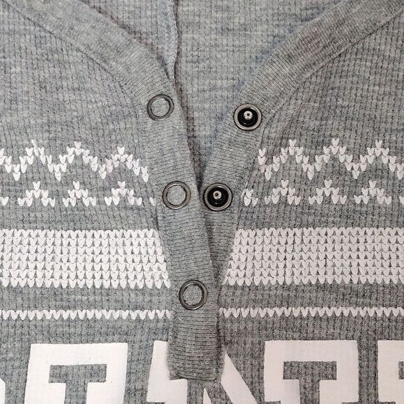 PINK VS 2016 Grey Fair Isle Winter Thermal Long Sleeve Onesie PJs Medium - Picture 7 of 16